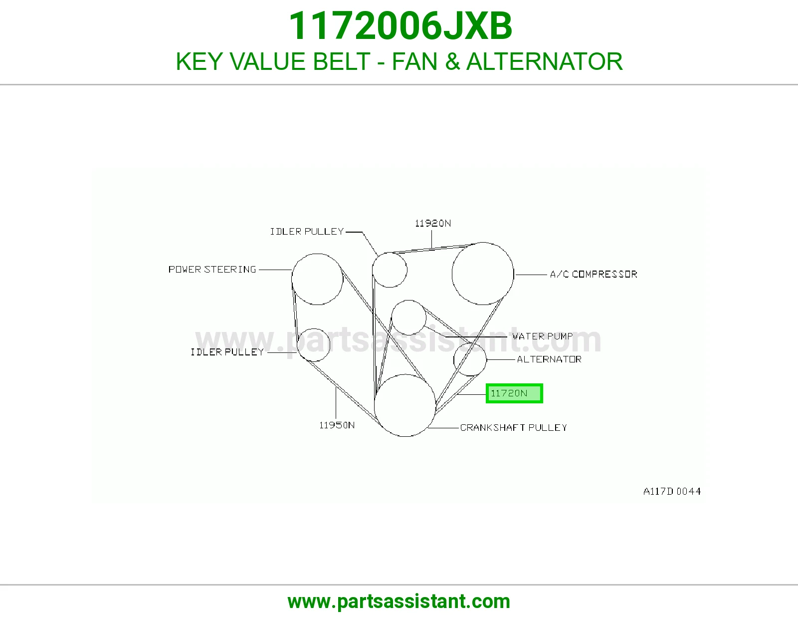 KEY VALUE BELT - FAN & ALTERNATOR