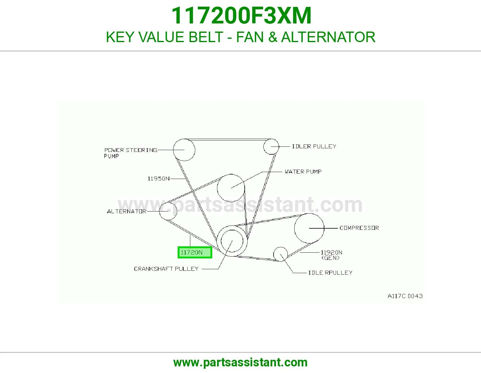 KEY VALUE BELT - FAN & ALTERNATOR