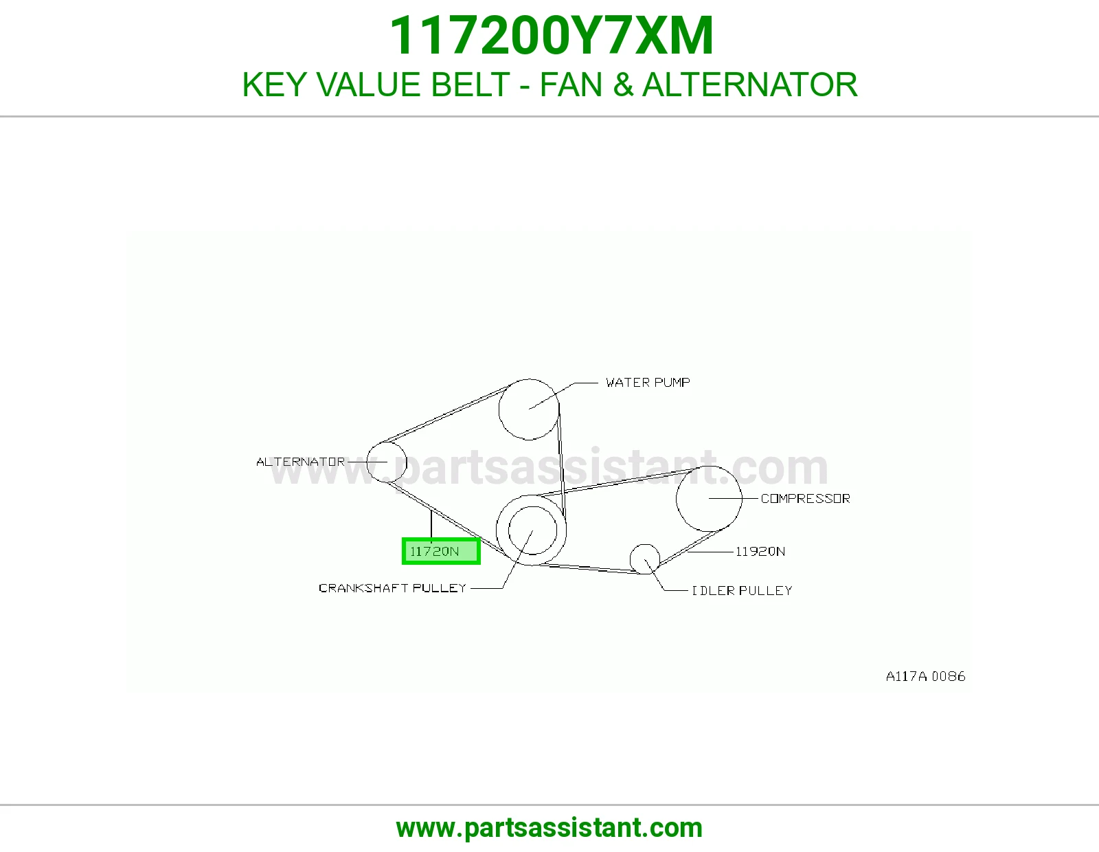 KEY VALUE BELT - FAN & ALTERNATOR