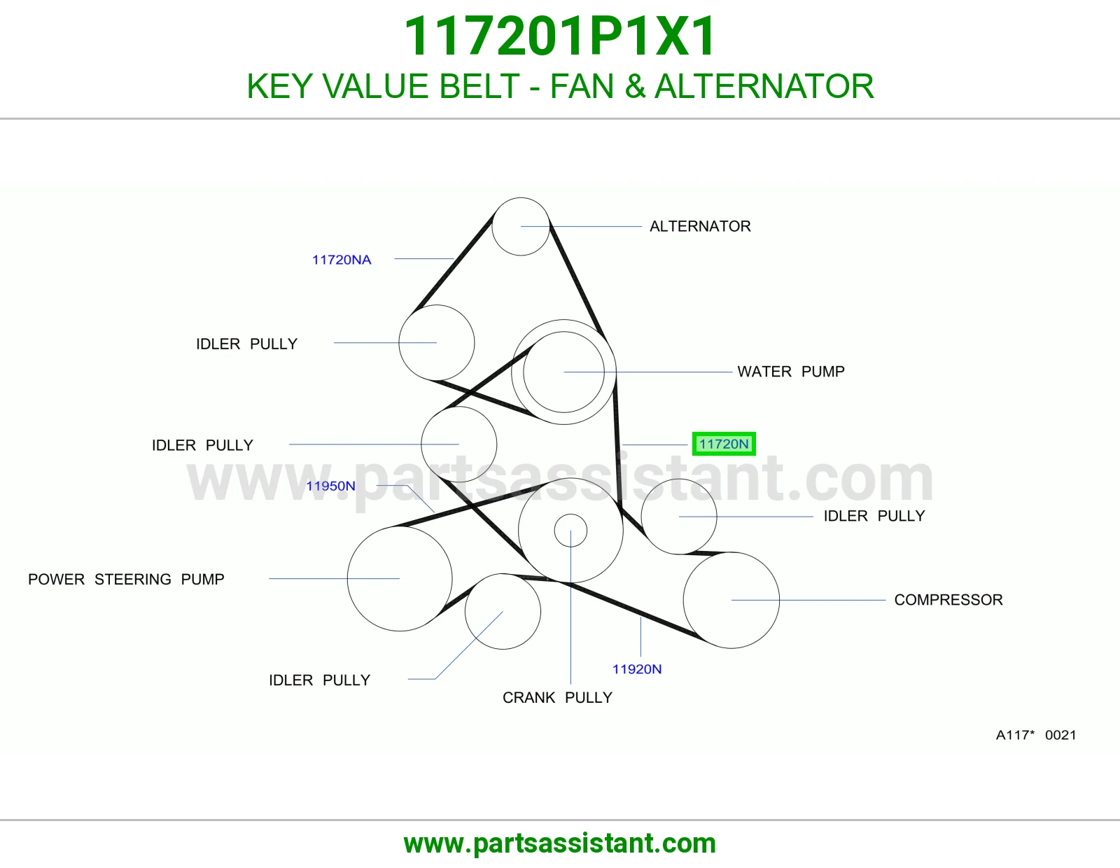 KEY VALUE BELT - FAN & ALTERNATOR
