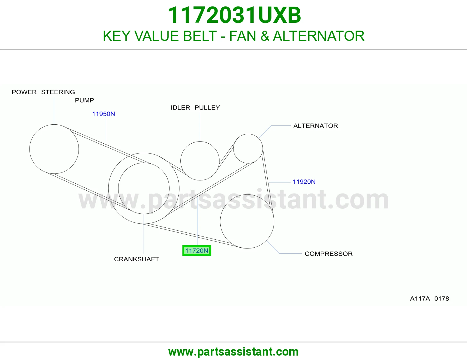 KEY VALUE BELT - FAN & ALTERNATOR