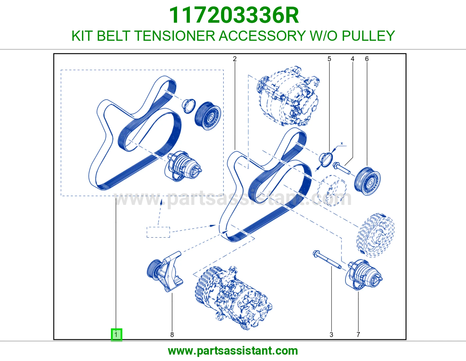 KIT BELT TENSIONER ACCESSORY W/O PULLEY