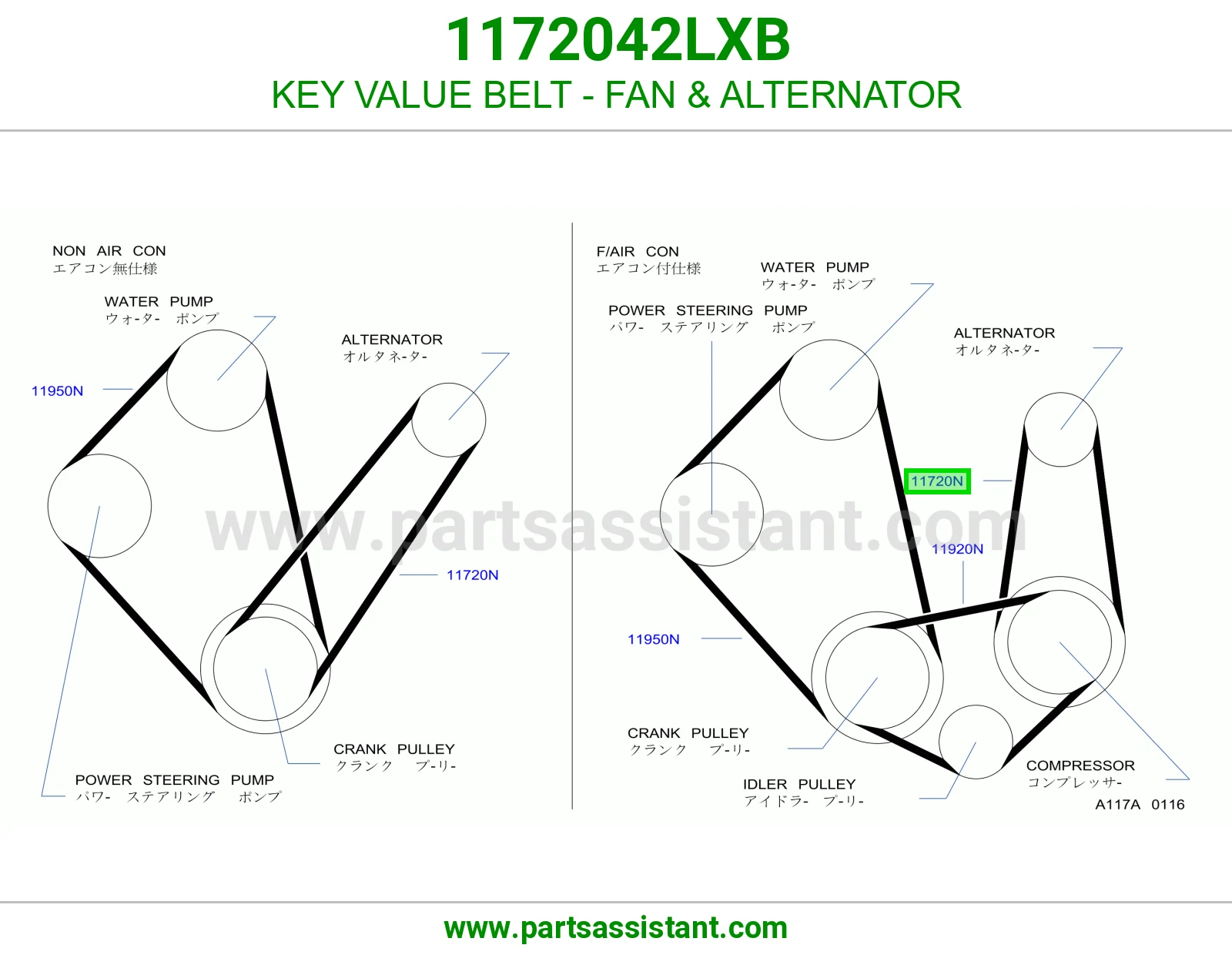 KEY VALUE BELT - FAN & ALTERNATOR