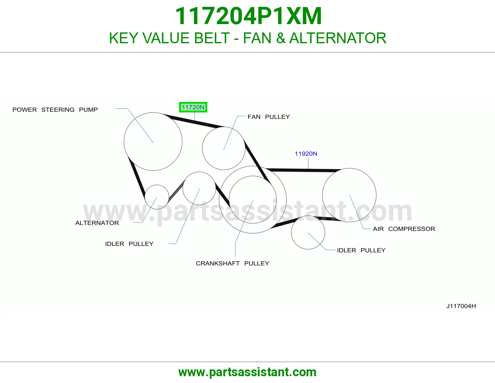 KEY VALUE BELT - FAN & ALTERNATOR