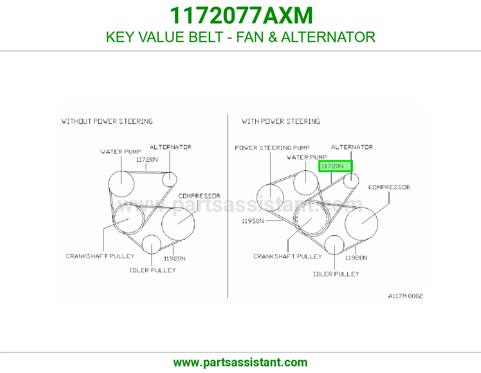 KEY VALUE BELT - FAN & ALTERNATOR