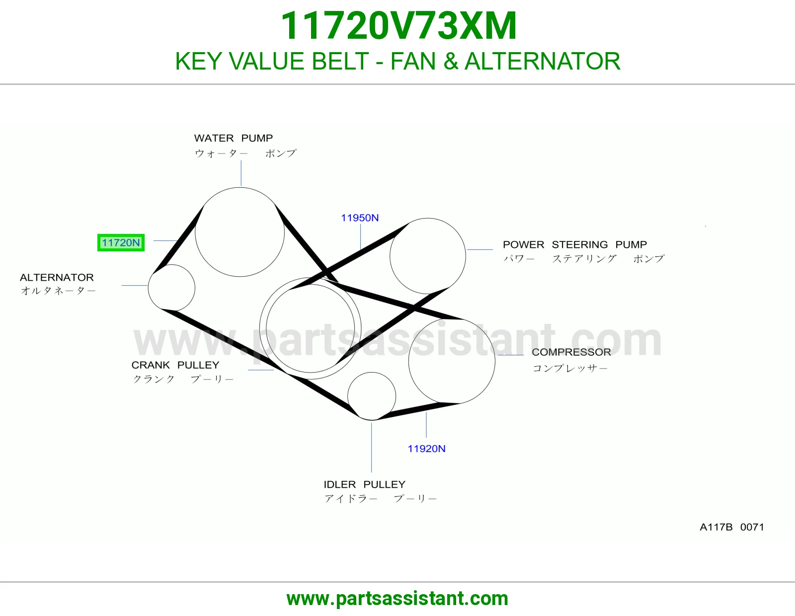 KEY VALUE BELT - FAN & ALTERNATOR