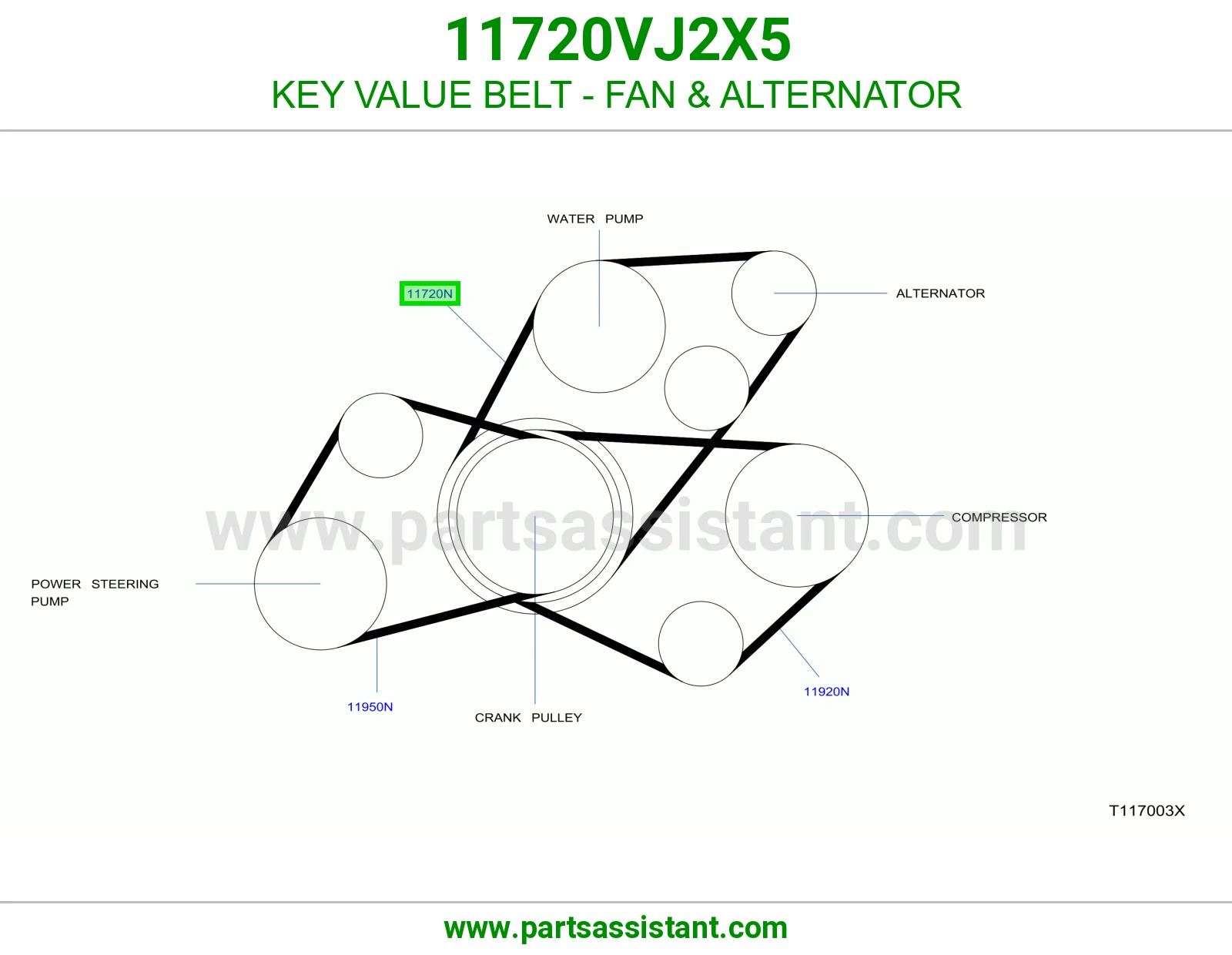 KEY VALUE BELT - FAN & ALTERNATOR