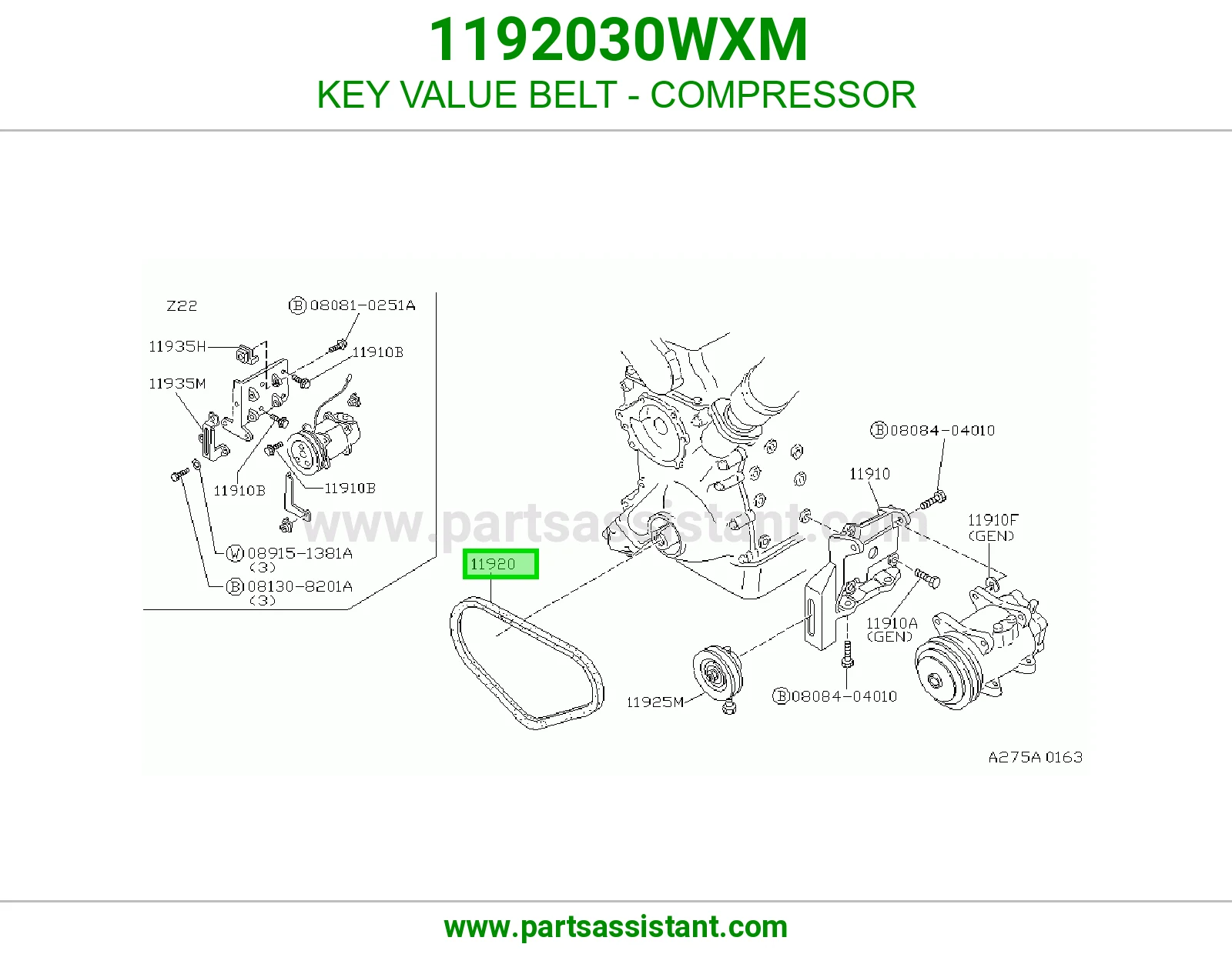KEY VALUE BELT - COMPRESSOR