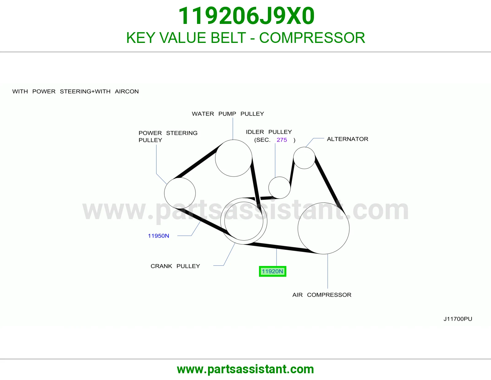 KEY VALUE BELT - COMPRESSOR
