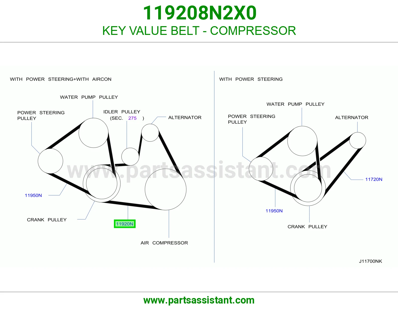 KEY VALUE BELT - COMPRESSOR