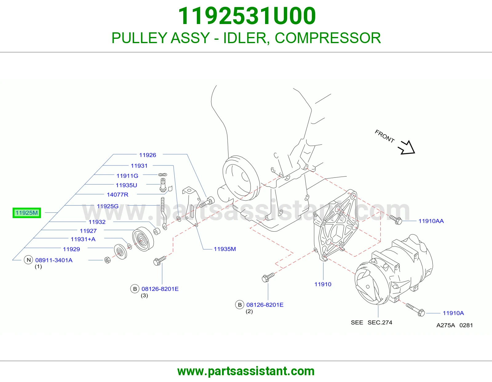 PULLEY ASSY - IDLER, COMPRESSOR