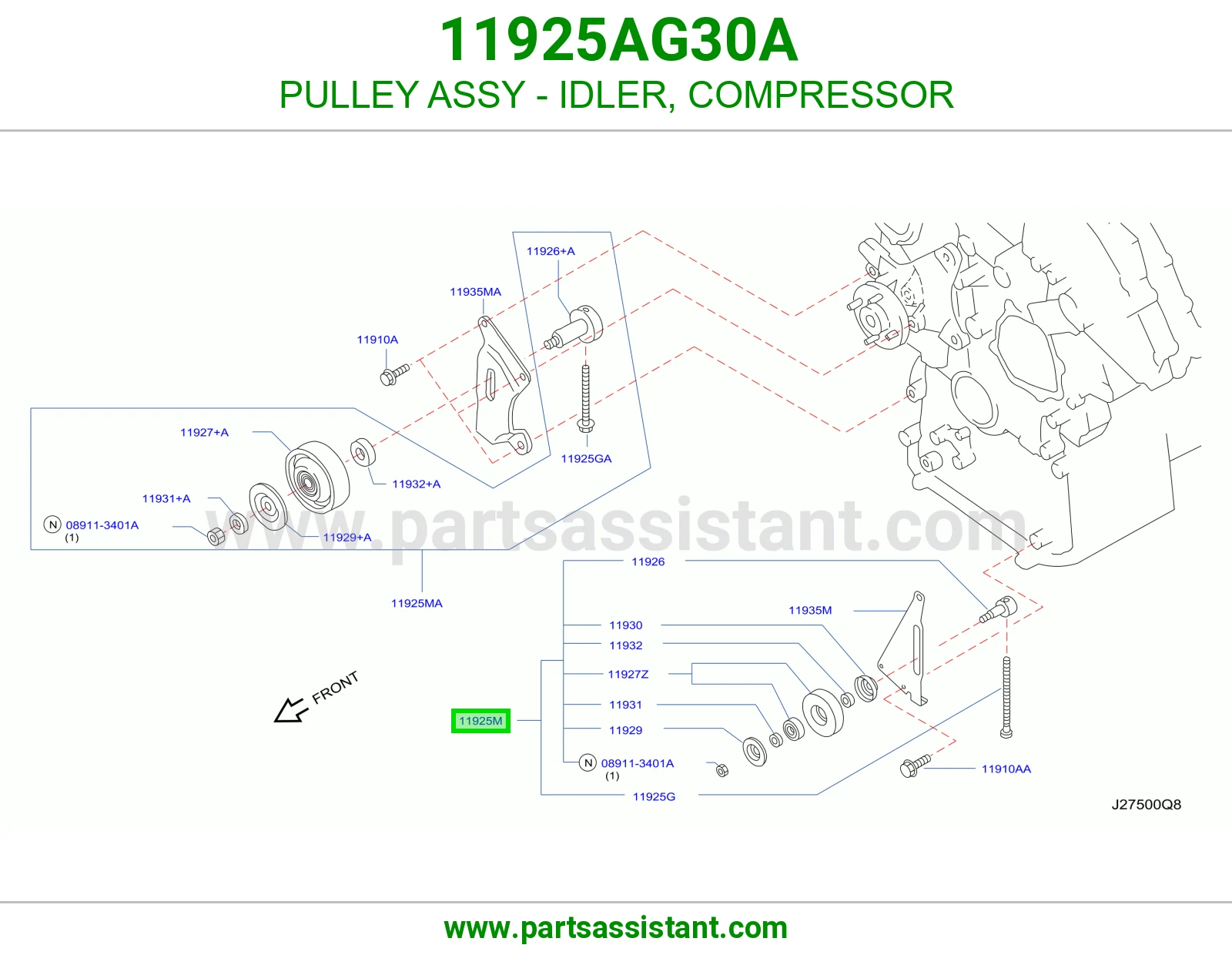 PULLEY ASSY - IDLER, COMPRESSOR