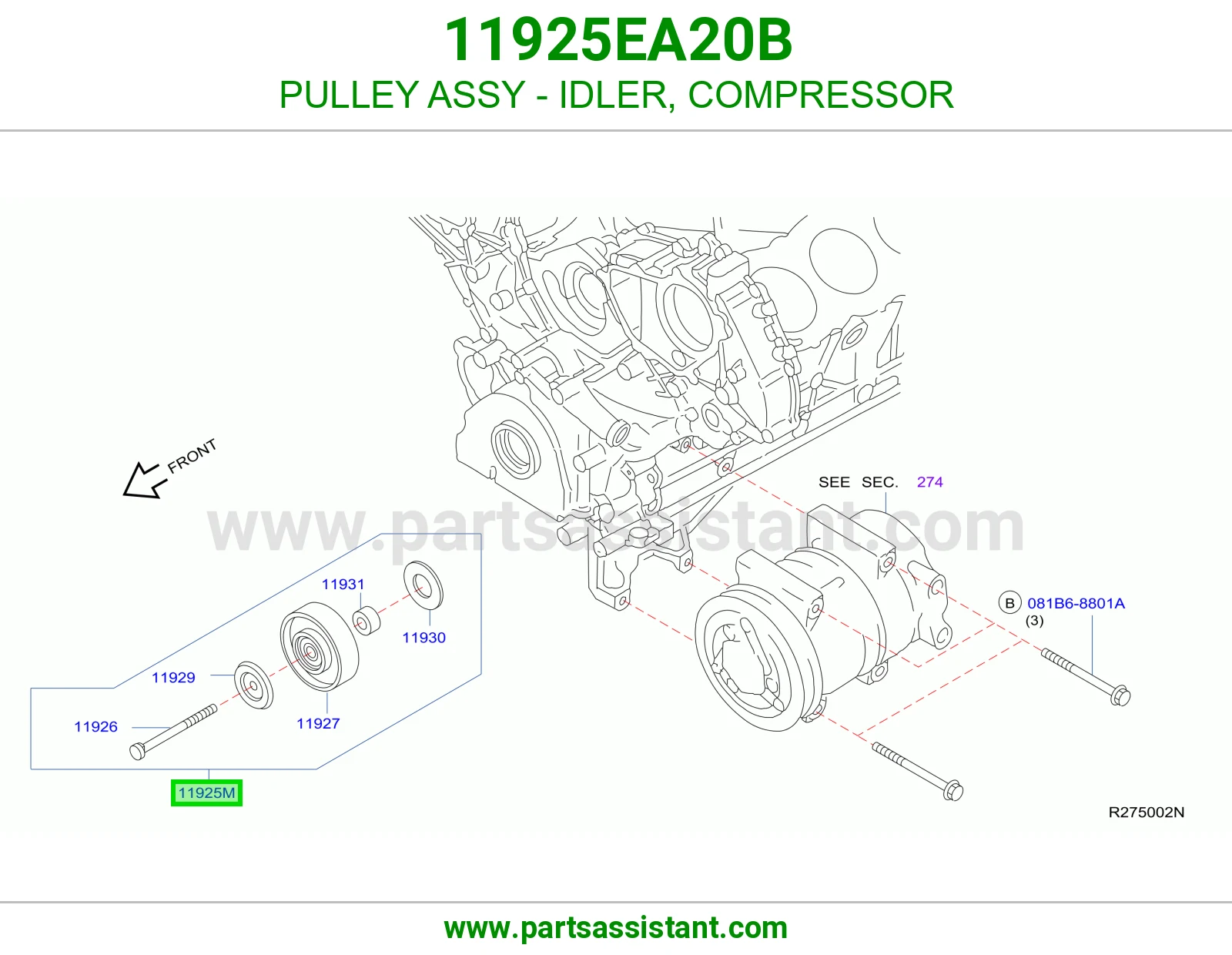 PULLEY ASSY - IDLER, COMPRESSOR
