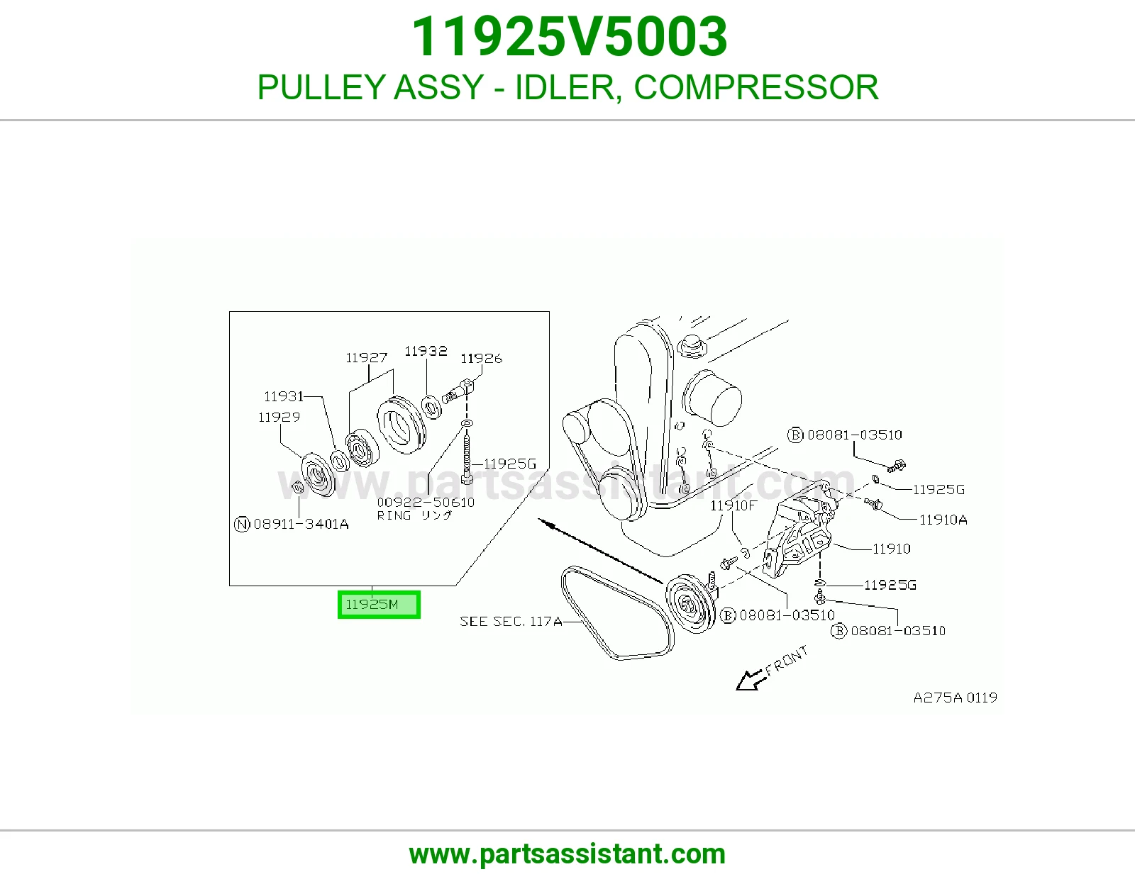 PULLEY ASSY - IDLER, COMPRESSOR