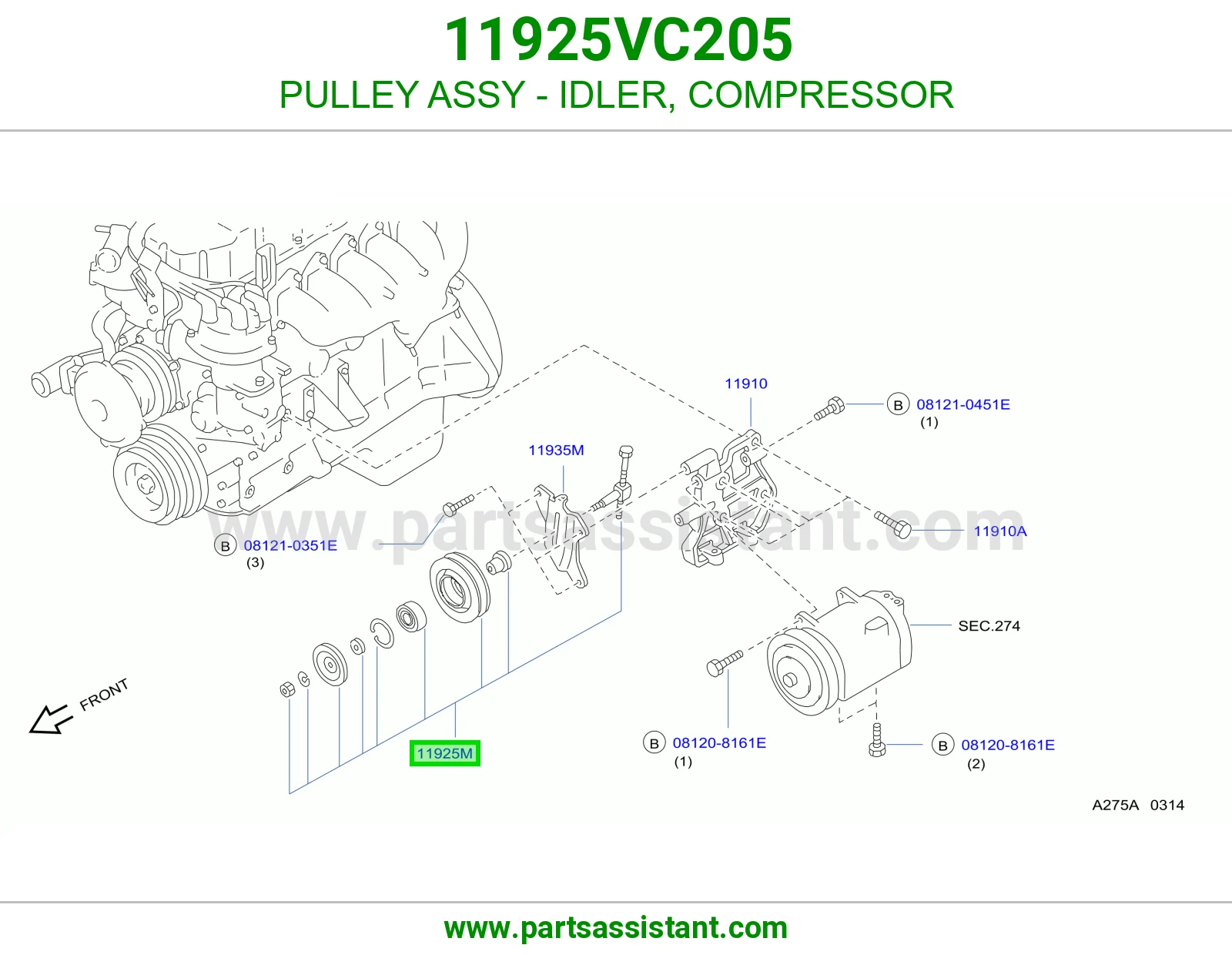 PULLEY ASSY - IDLER, COMPRESSOR