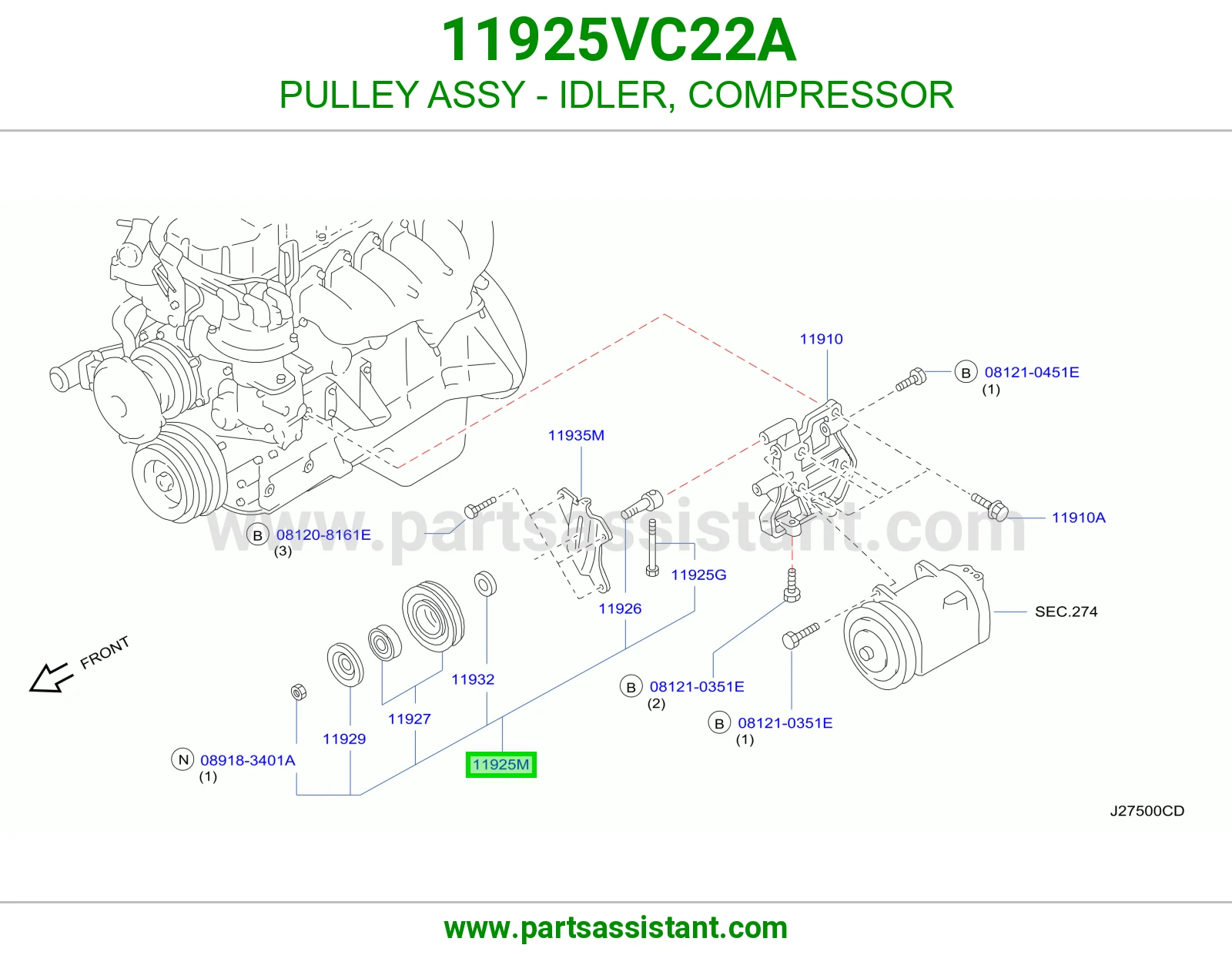 PULLEY ASSY - IDLER, COMPRESSOR