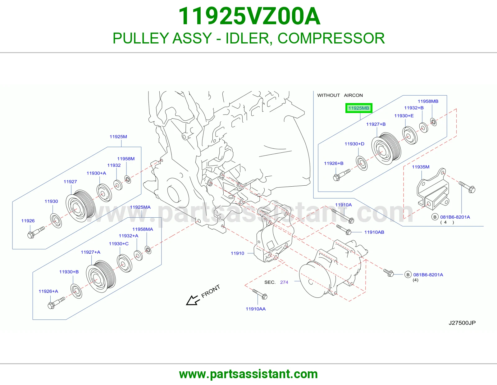 PULLEY ASSY - IDLER, COMPRESSOR
