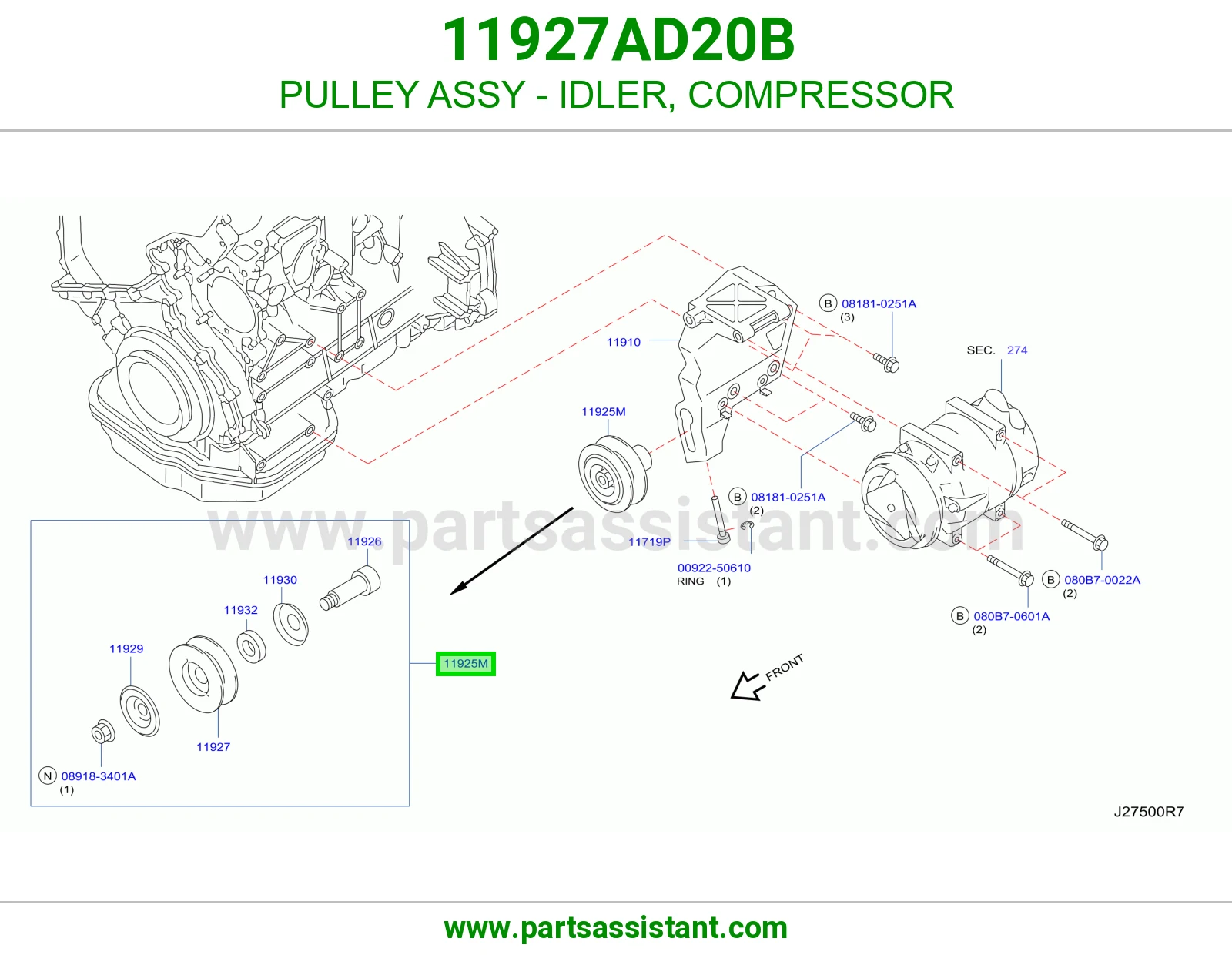 PULLEY ASSY - IDLER, COMPRESSOR