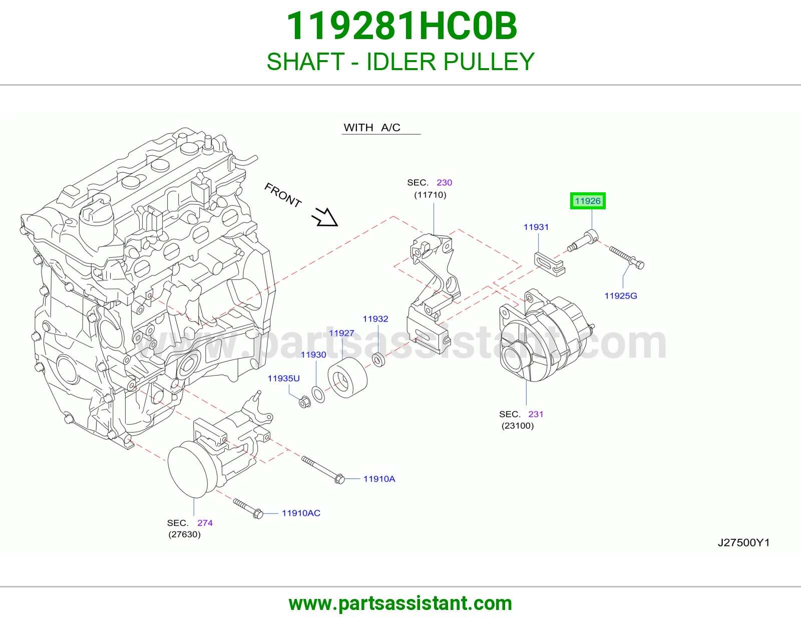 SHAFT - IDLER PULLEY