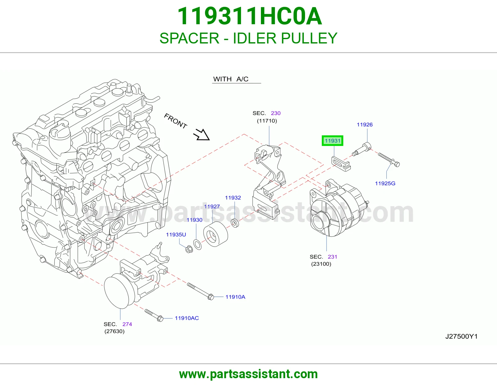 SPACER - IDLER PULLEY
