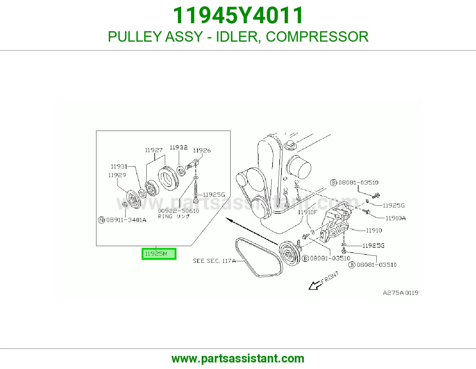 PULLEY ASSY - IDLER, COMPRESSOR