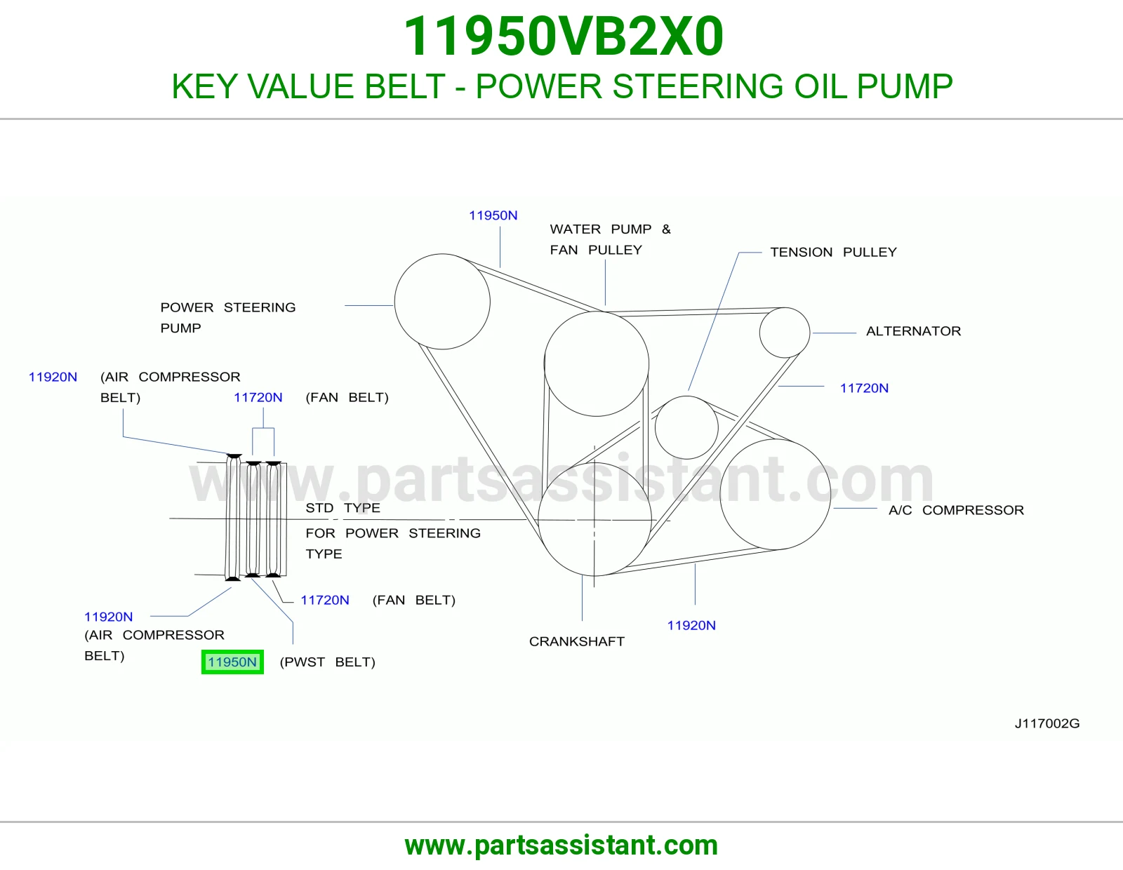KEY VALUE BELT - POWER STEERING OIL PUMP