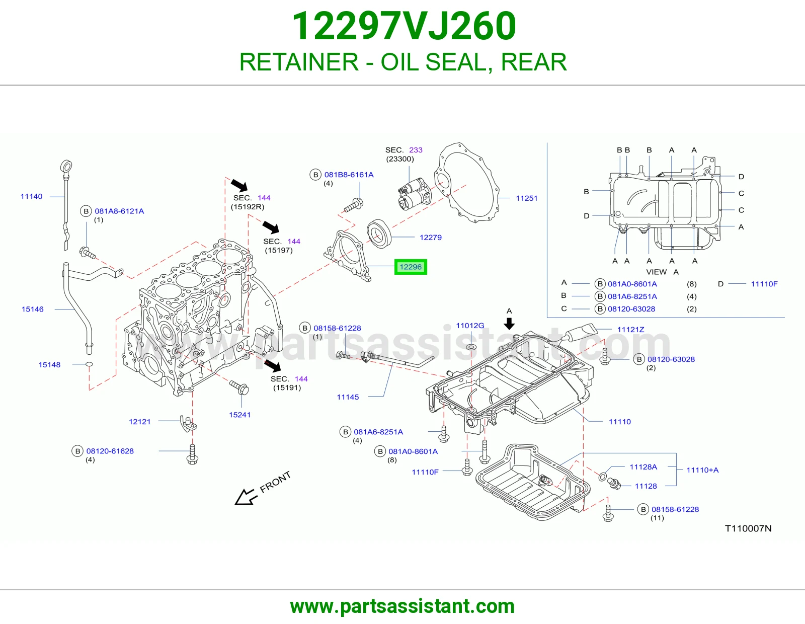 RETAINER - OIL SEAL, REAR