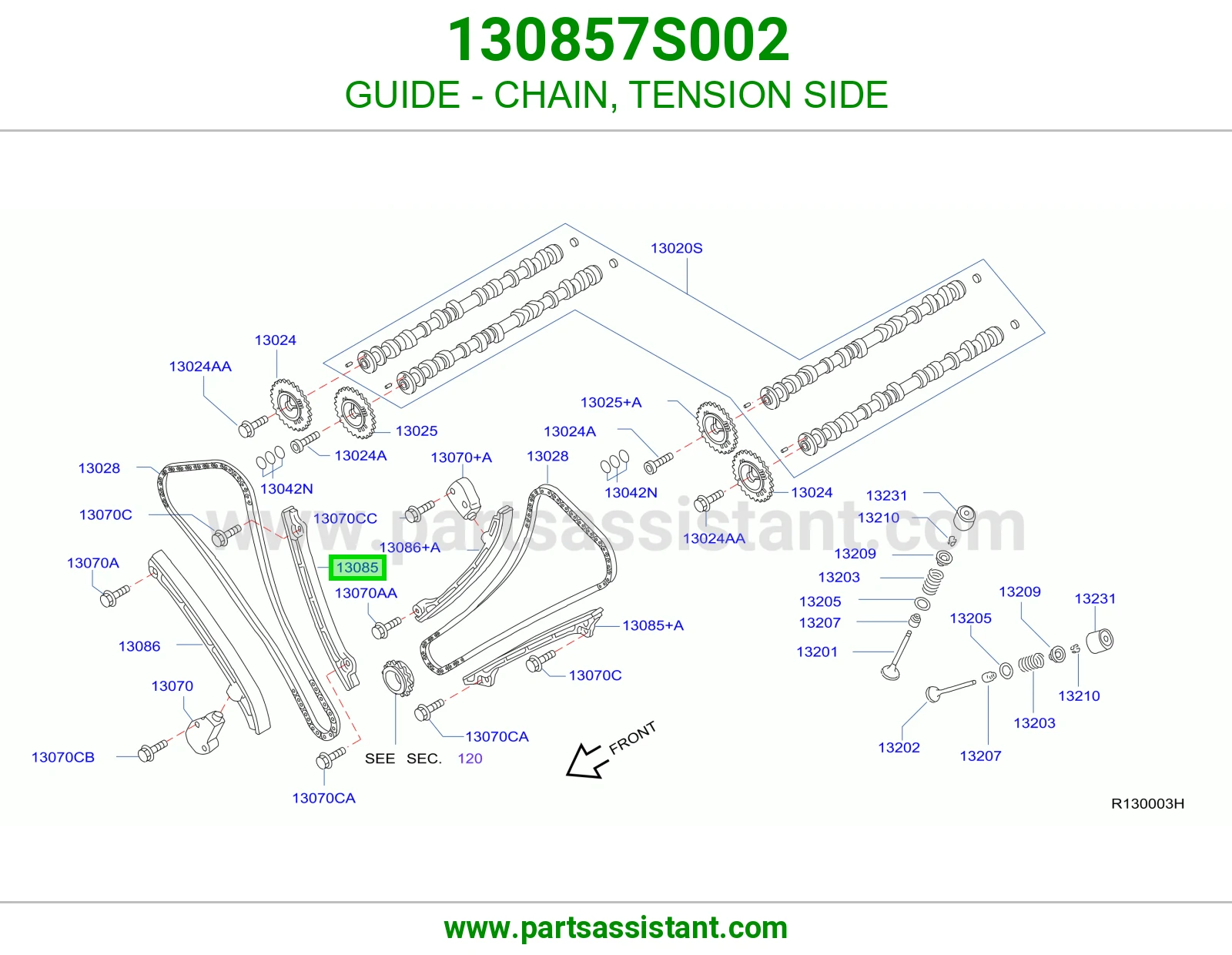 GUIDE - CHAIN, TENSION SIDE