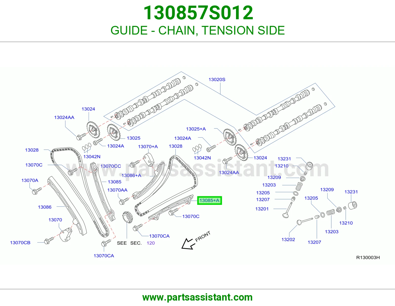 GUIDE - CHAIN, TENSION SIDE