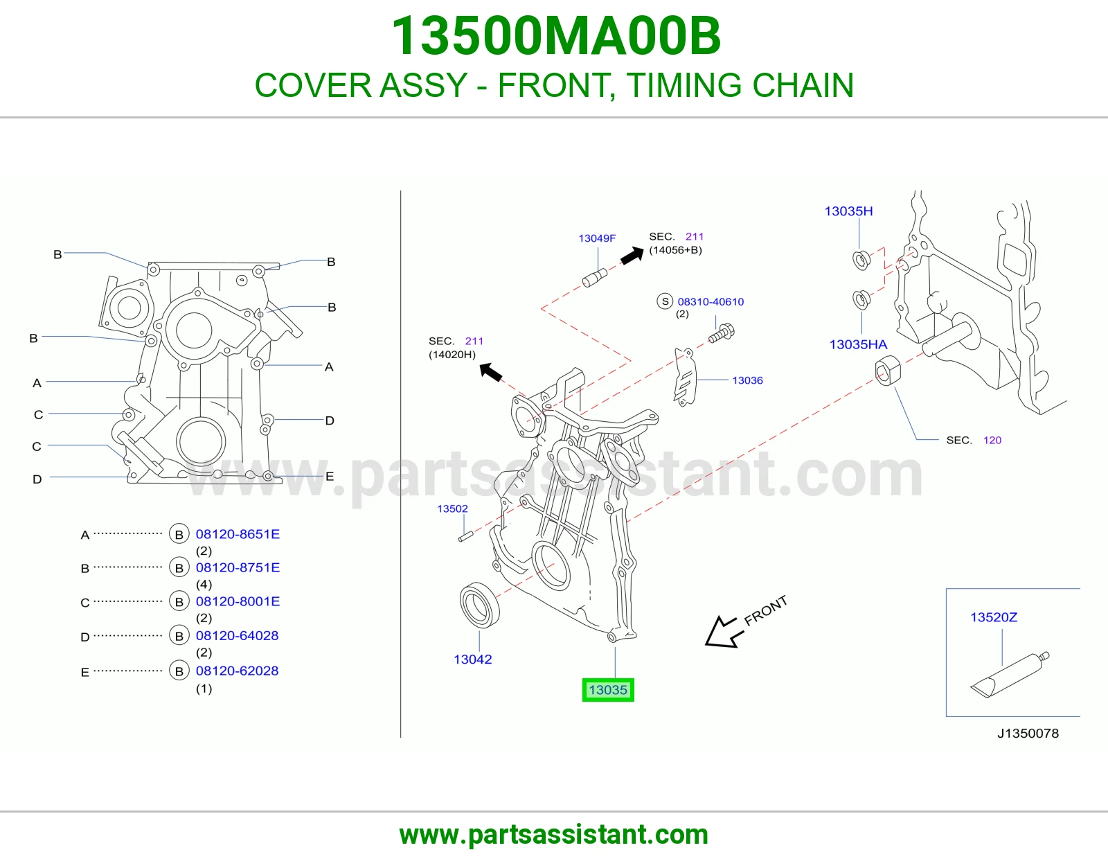 COVER ASSY - FRONT, TIMING CHAIN