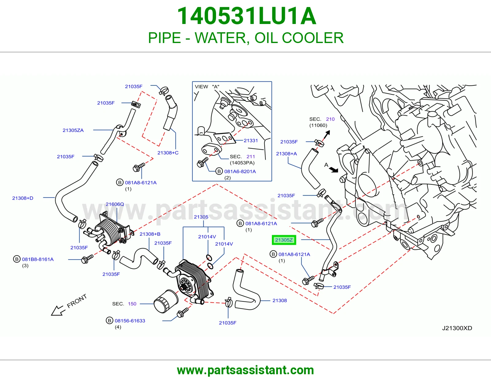 PIPE - WATER, OIL COOLER
