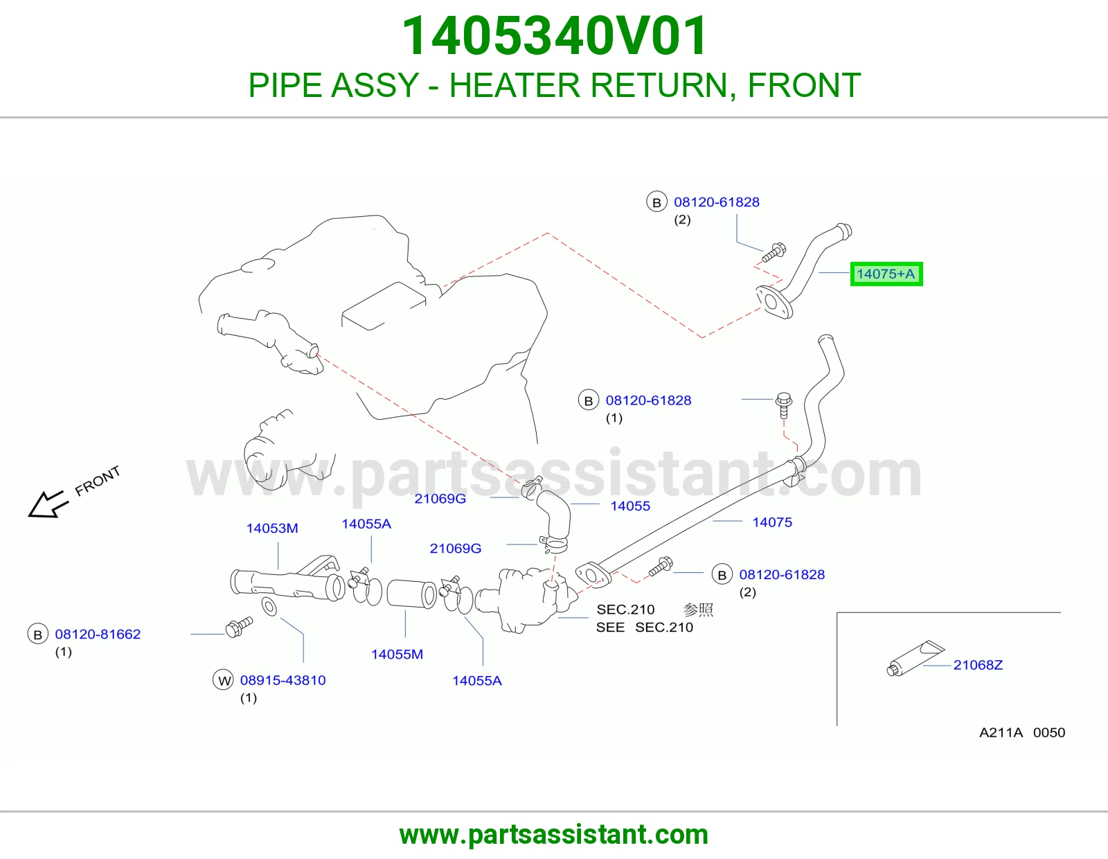 PIPE ASSY - HEATER RETURN, FRONT