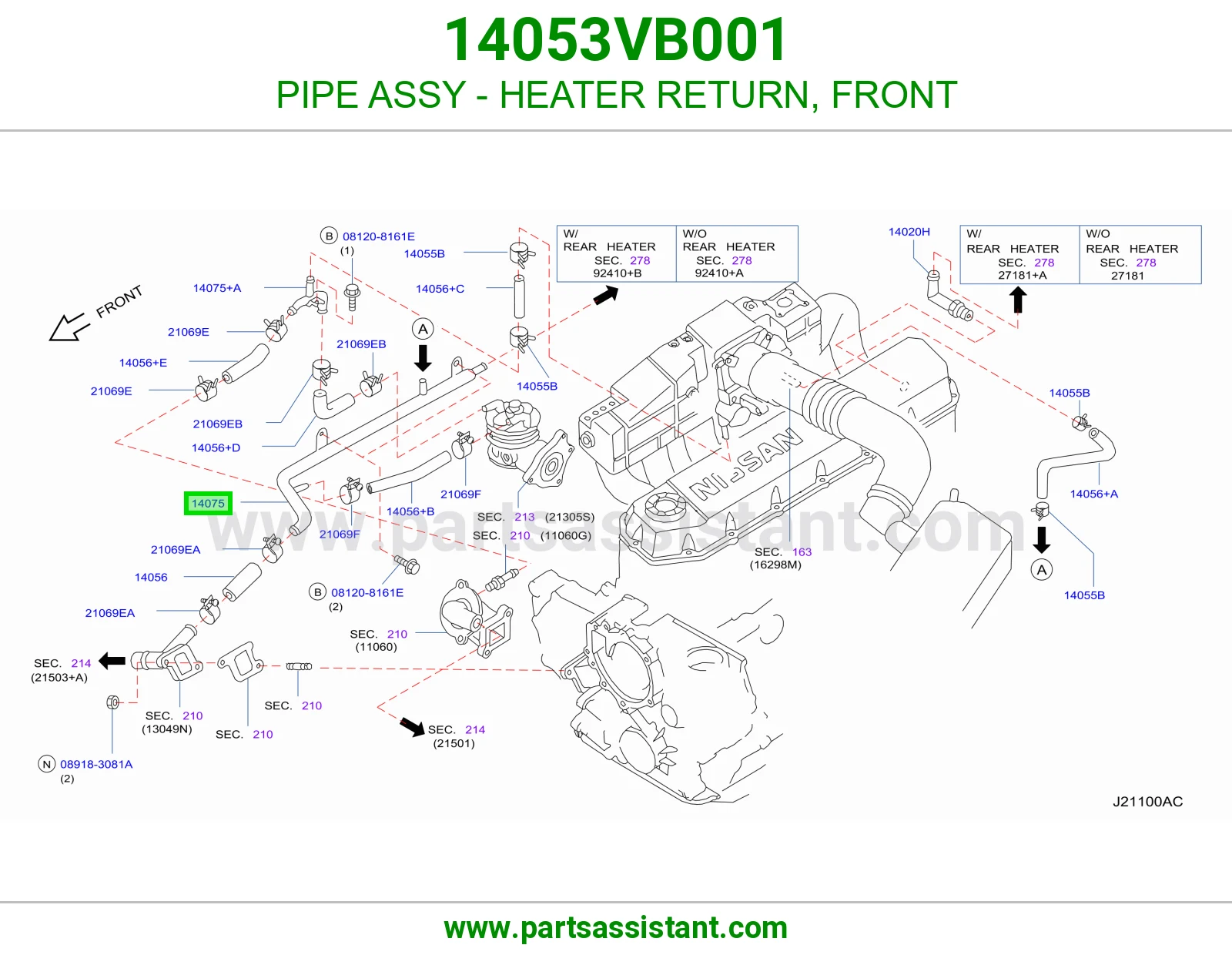 PIPE ASSY - HEATER RETURN, FRONT
