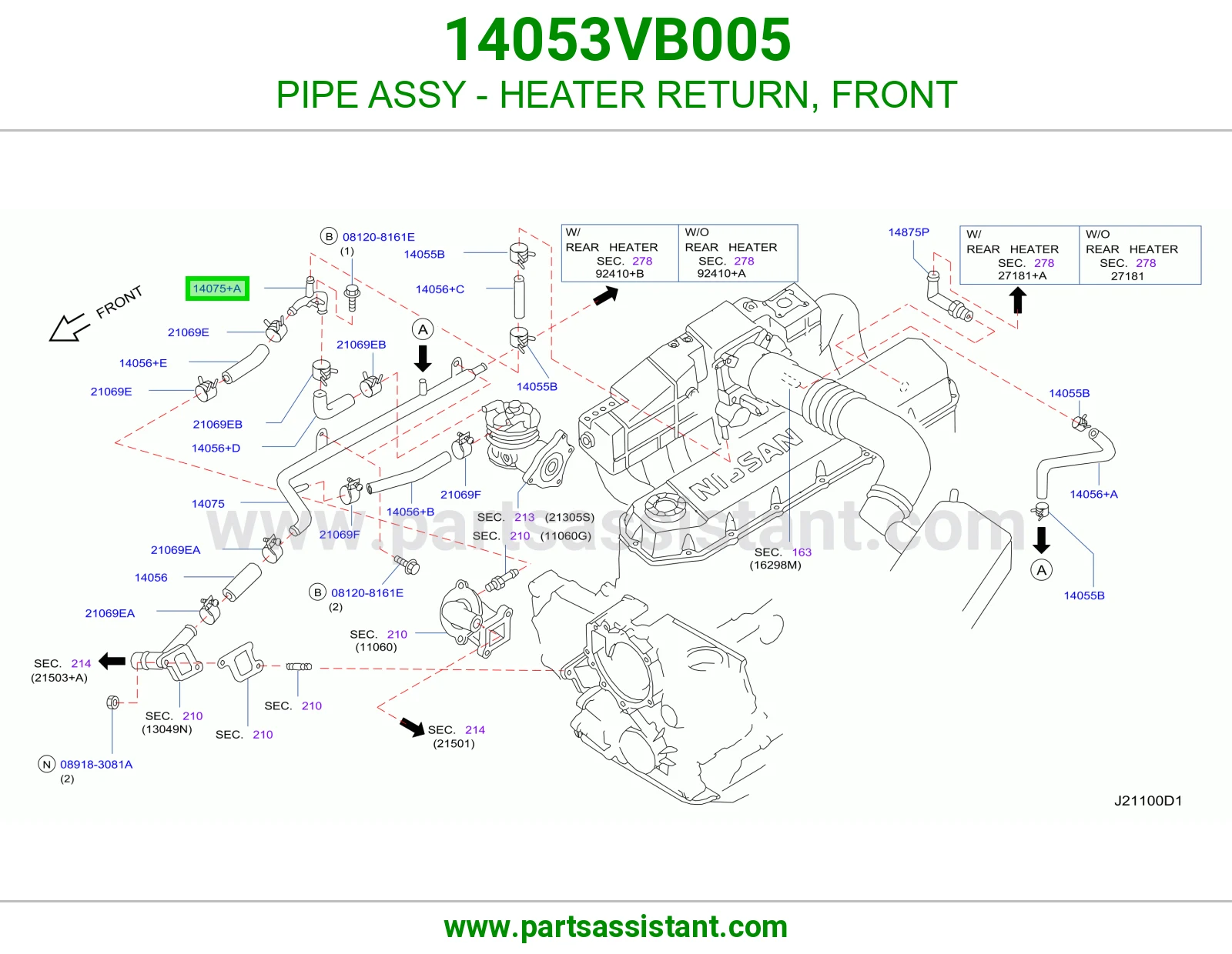 PIPE ASSY - HEATER RETURN, FRONT