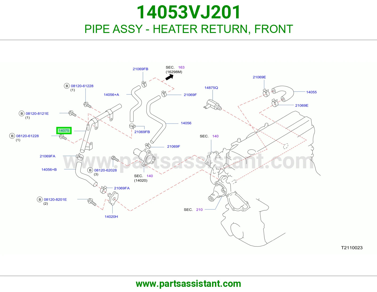 PIPE ASSY - HEATER RETURN, FRONT
