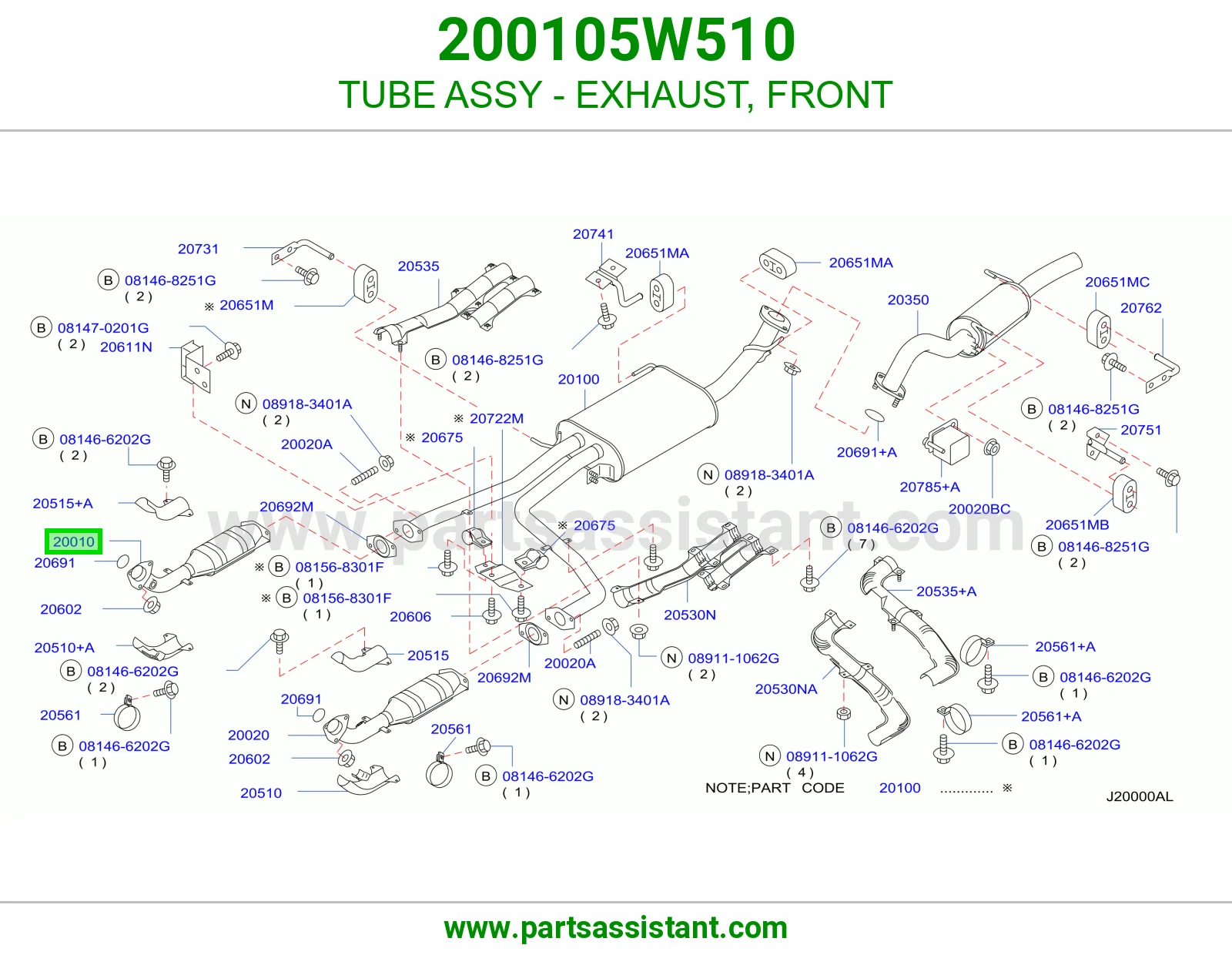 TUBE ASSY - EXHAUST, FRONT