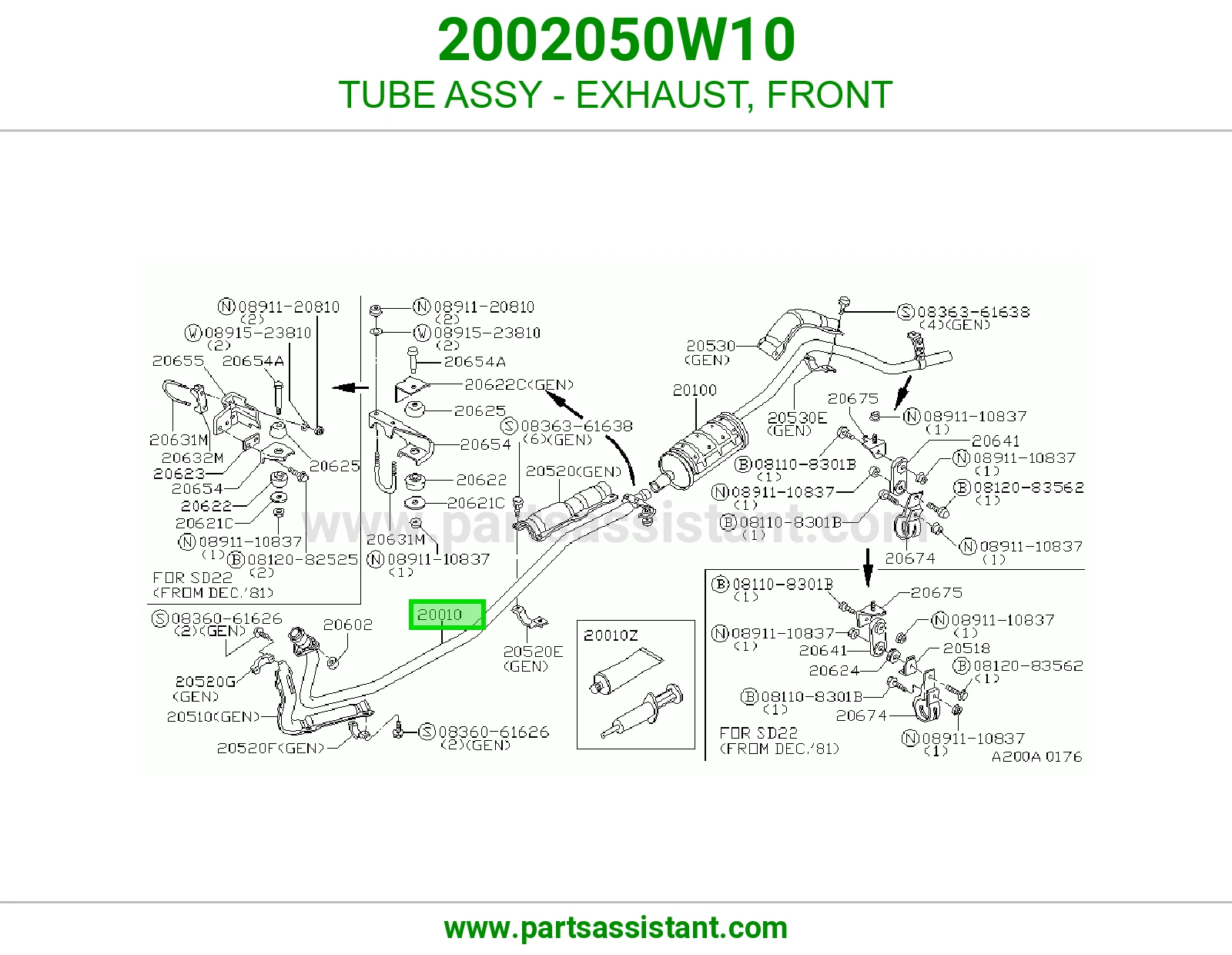 TUBE ASSY - EXHAUST, FRONT