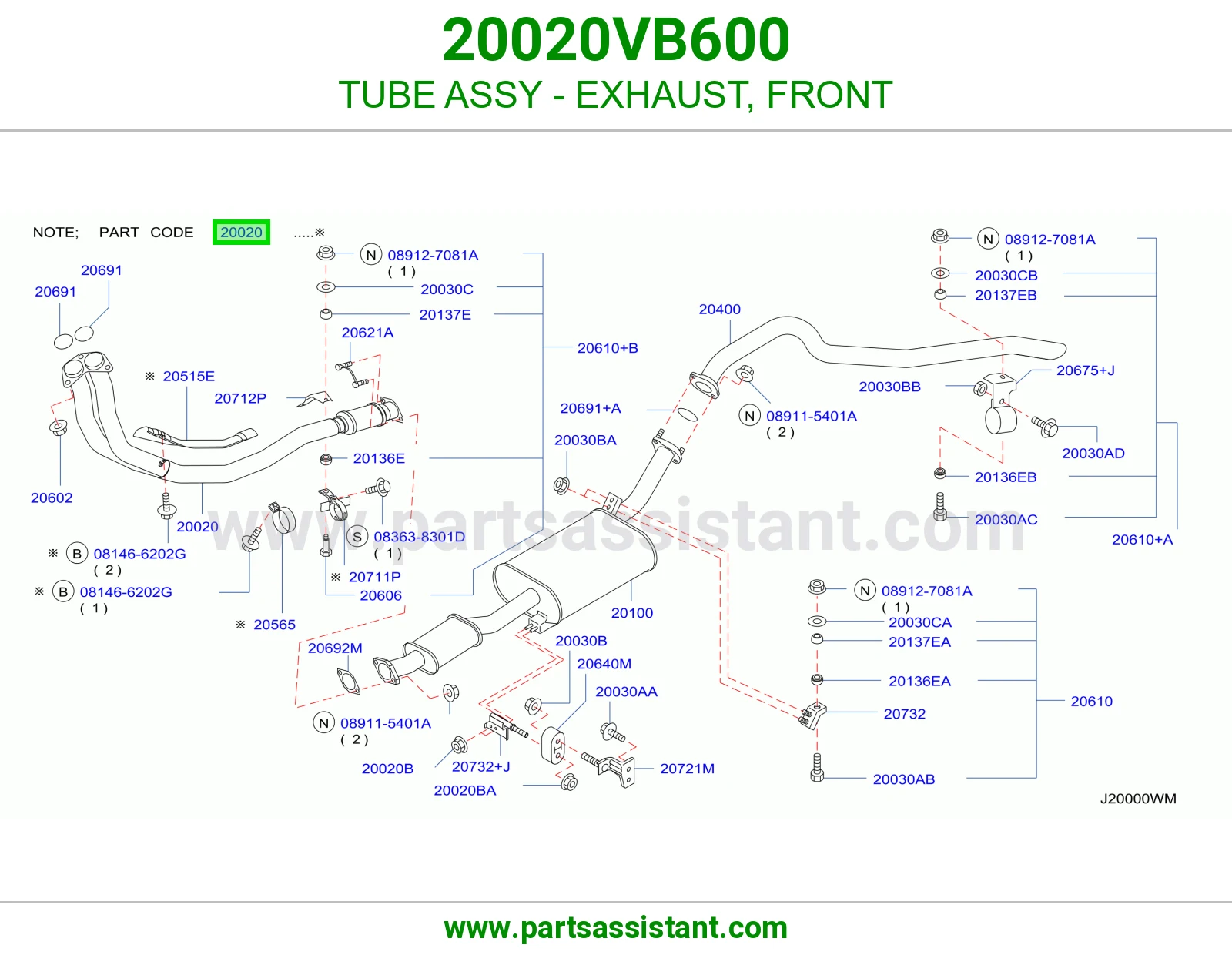 TUBE ASSY - EXHAUST, FRONT