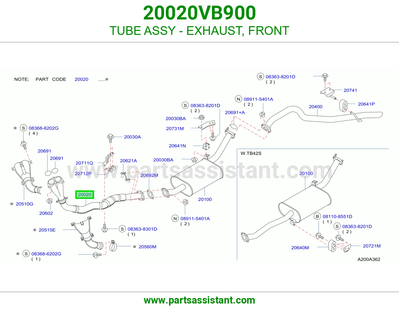 TUBE ASSY - EXHAUST, FRONT