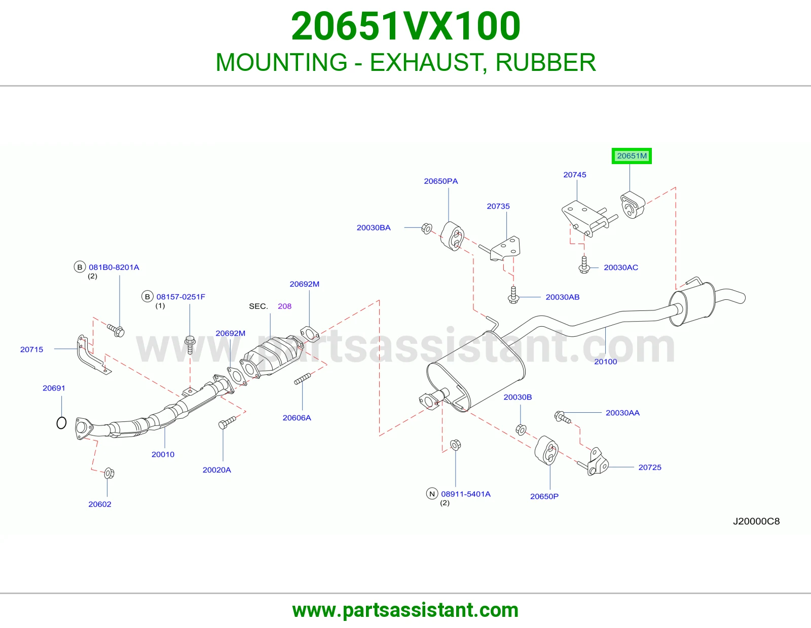 MOUNTING - EXHAUST, RUBBER