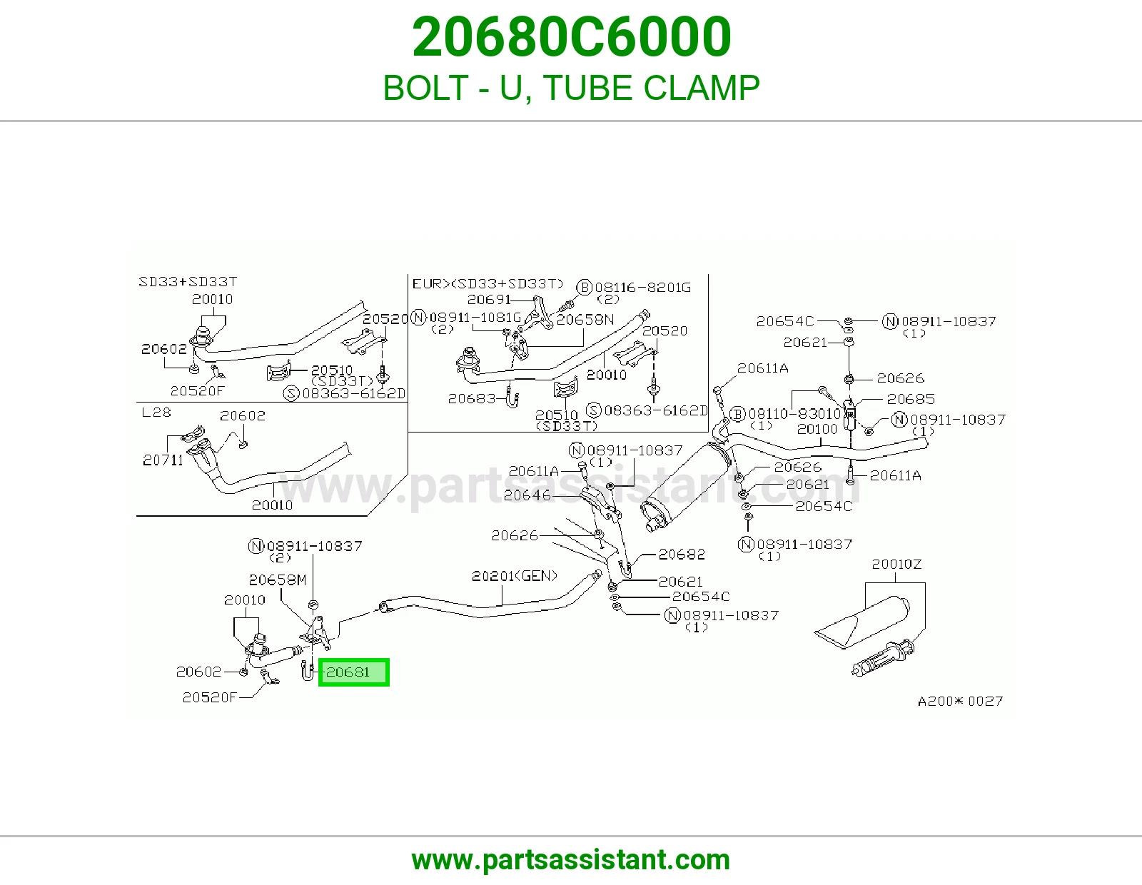 BOLT - U, TUBE CLAMP