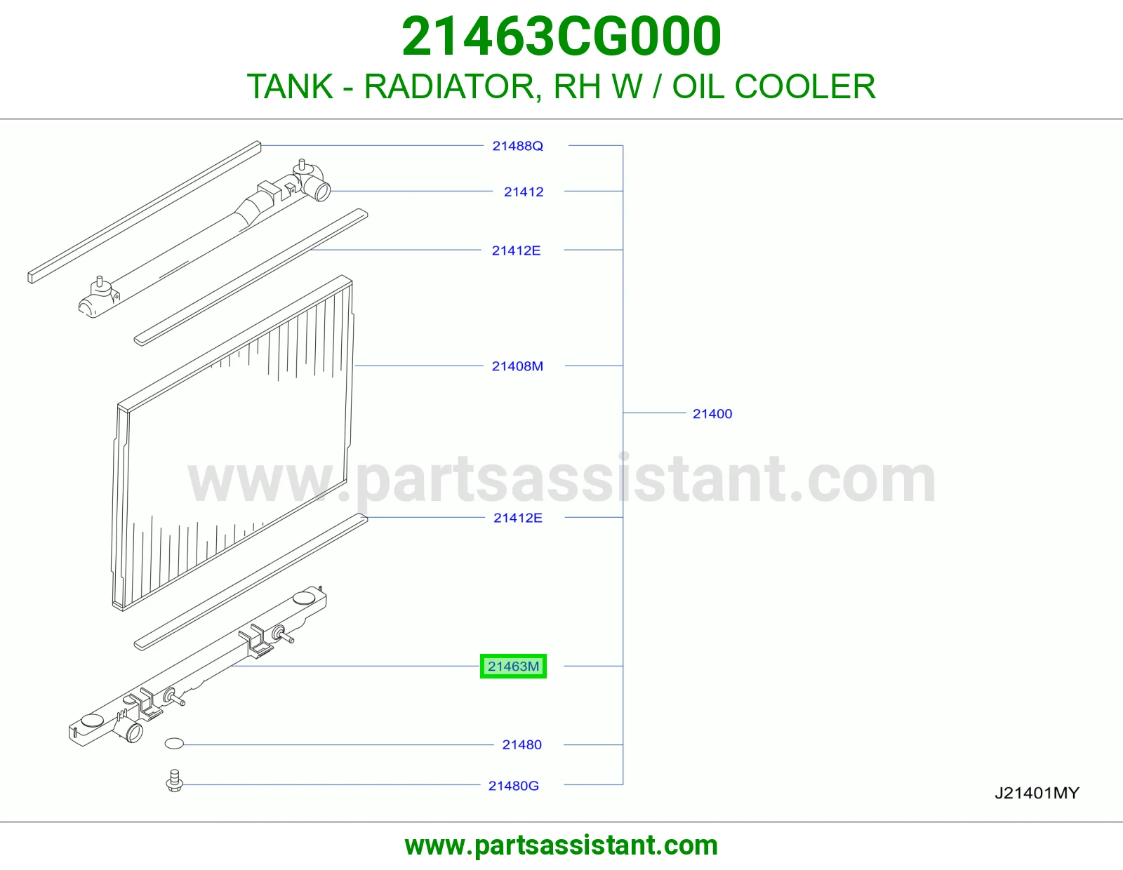 TANK - RADIATOR, RH W / OIL COOLER