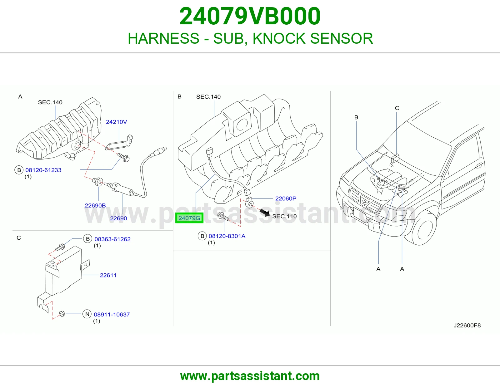 HARNESS - SUB, KNOCK SENSOR