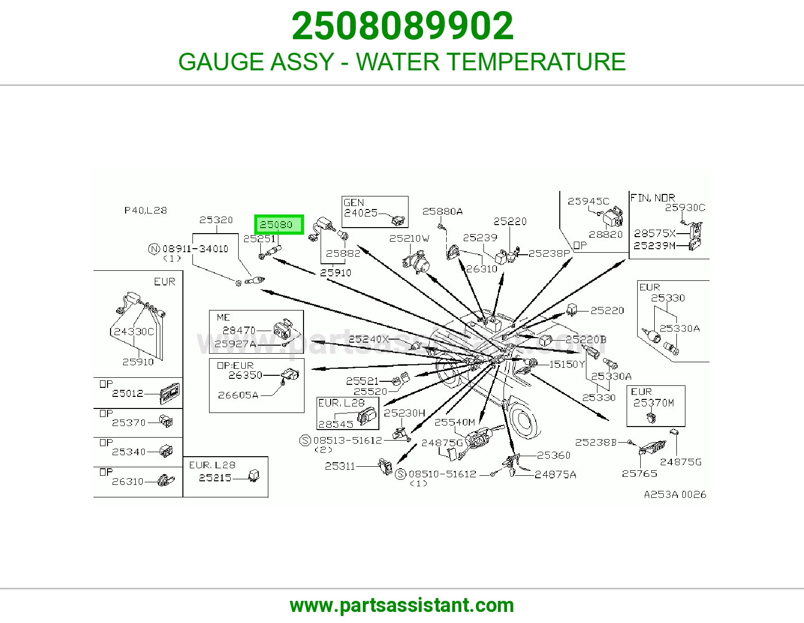 GAUGE ASSY - WATER TEMPERATURE