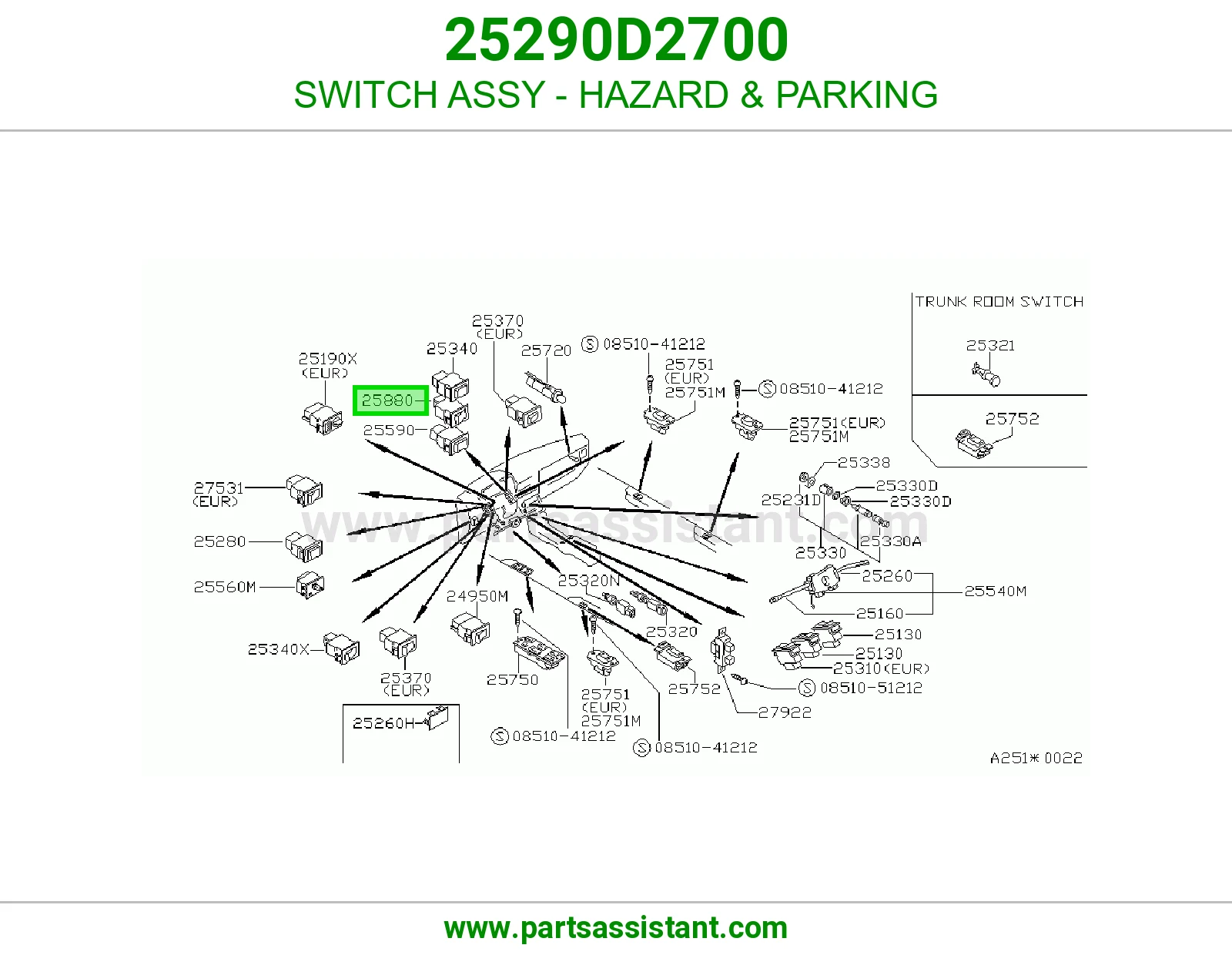 SWITCH ASSY - HAZARD & PARKING