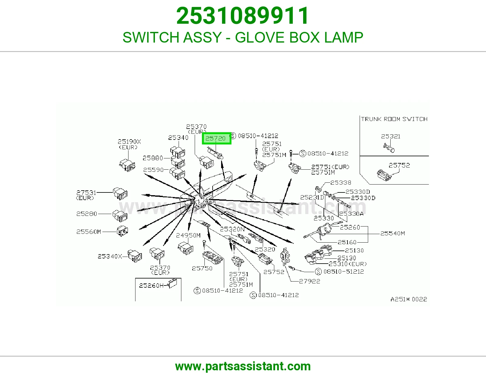 SWITCH ASSY - GLOVE BOX LAMP