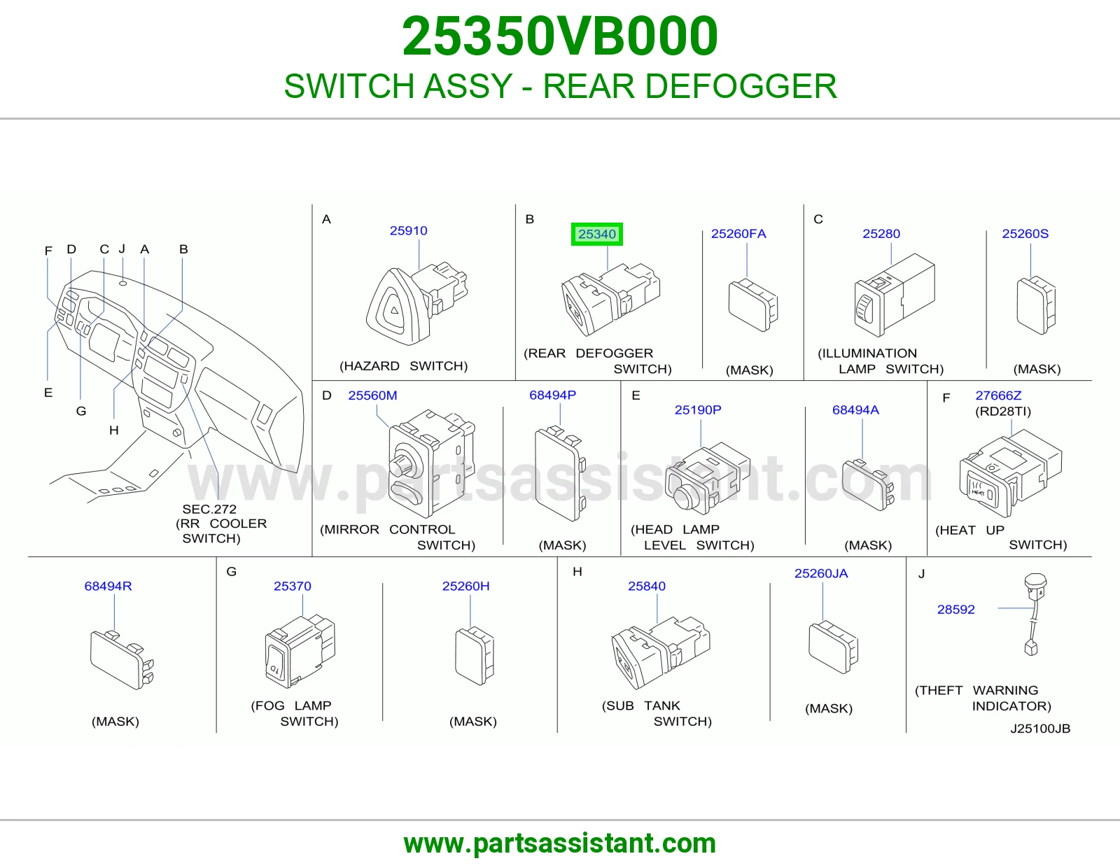 SWITCH ASSY - REAR DEFOGGER