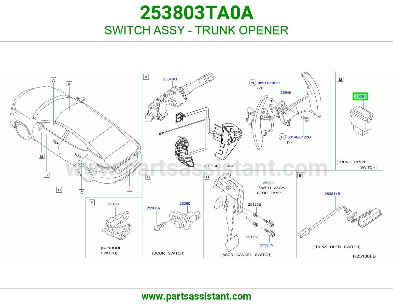 SWITCH ASSY - TRUNK OPENER