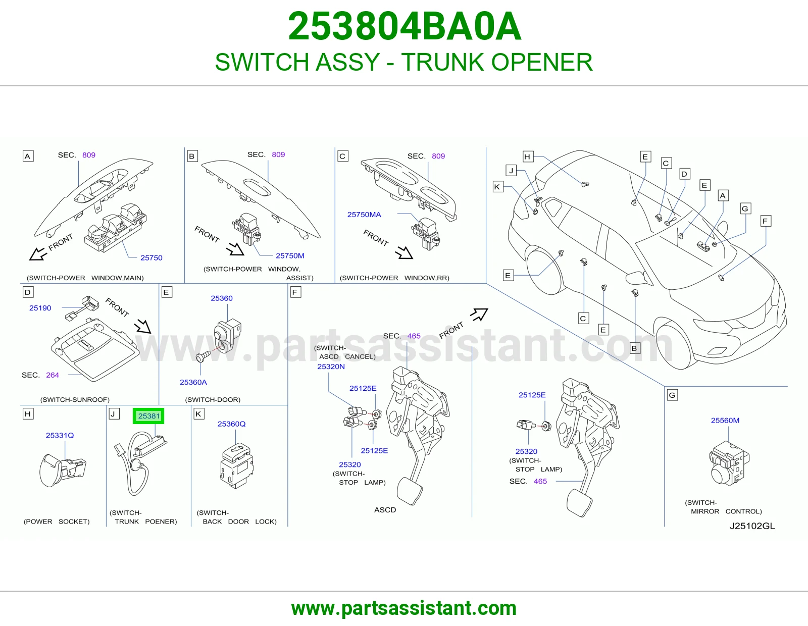 SWITCH ASSY - TRUNK OPENER
