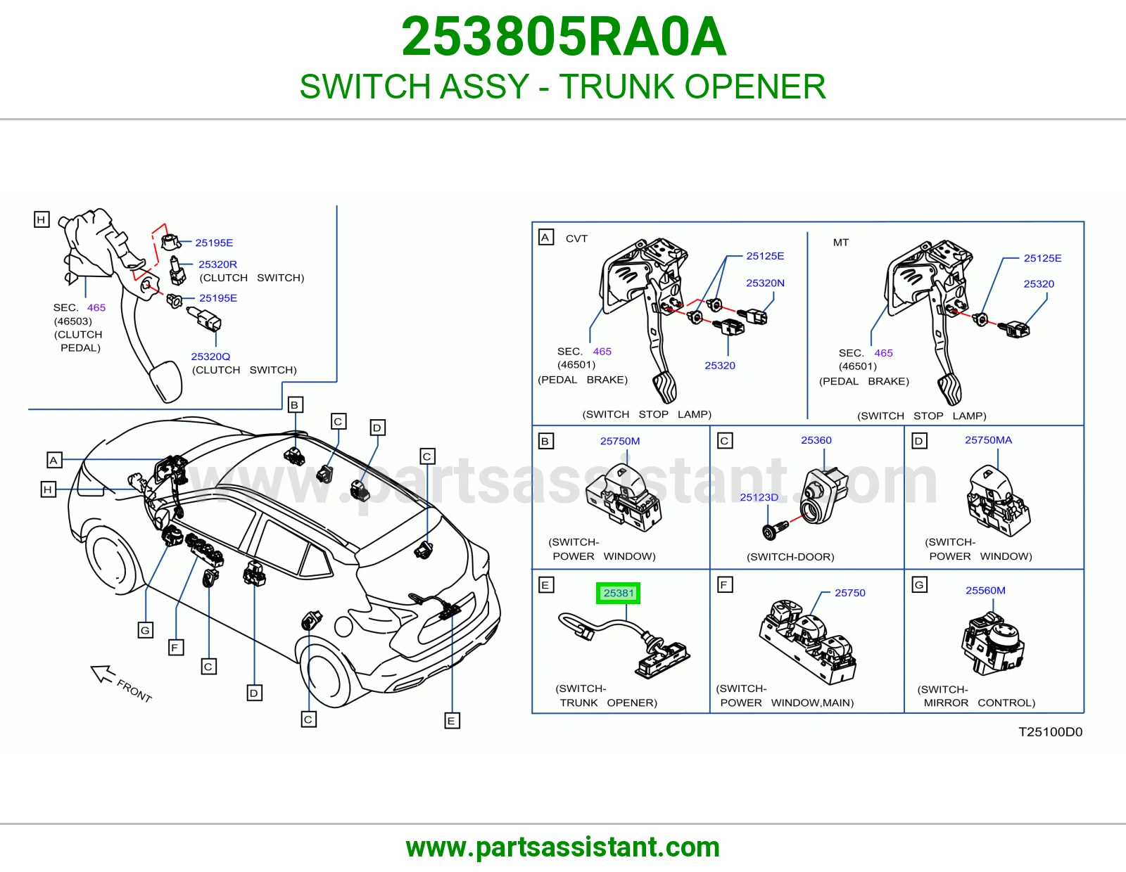 SWITCH ASSY - TRUNK OPENER